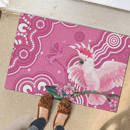 Australia Breast Cancer Support Rubber Doormat Pink Cockatoo Ribbon Aboriginal Art