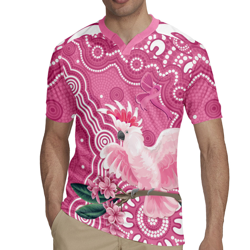 Australia Breast Cancer Support Rugby Jersey Pink Cockatoo Ribbon Aboriginal Art