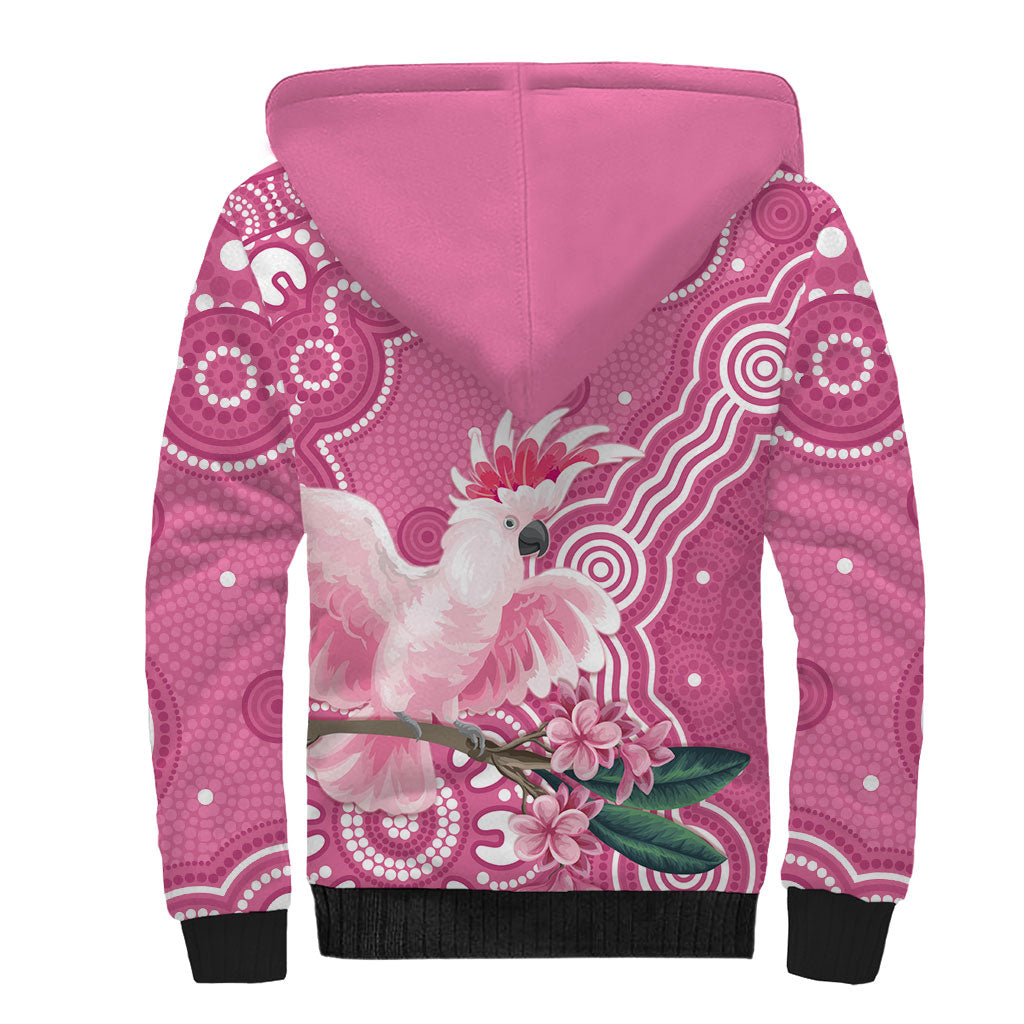 Australia Breast Cancer Support Sherpa Hoodie Pink Cockatoo Ribbon Aboriginal Art
