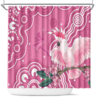 Australia Breast Cancer Support Shower Curtain Pink Cockatoo Ribbon Aboriginal Art