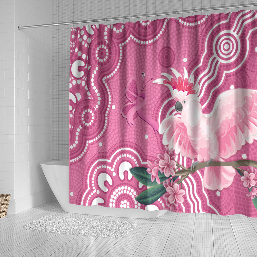 Australia Breast Cancer Support Shower Curtain Pink Cockatoo Ribbon Aboriginal Art