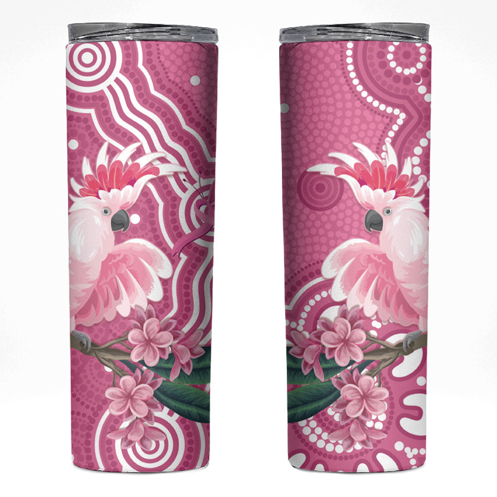 Australia Breast Cancer Support Skinny Tumbler Pink Cockatoo Ribbon Aboriginal Art
