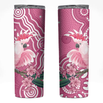 Australia Breast Cancer Support Skinny Tumbler Pink Cockatoo Ribbon Aboriginal Art