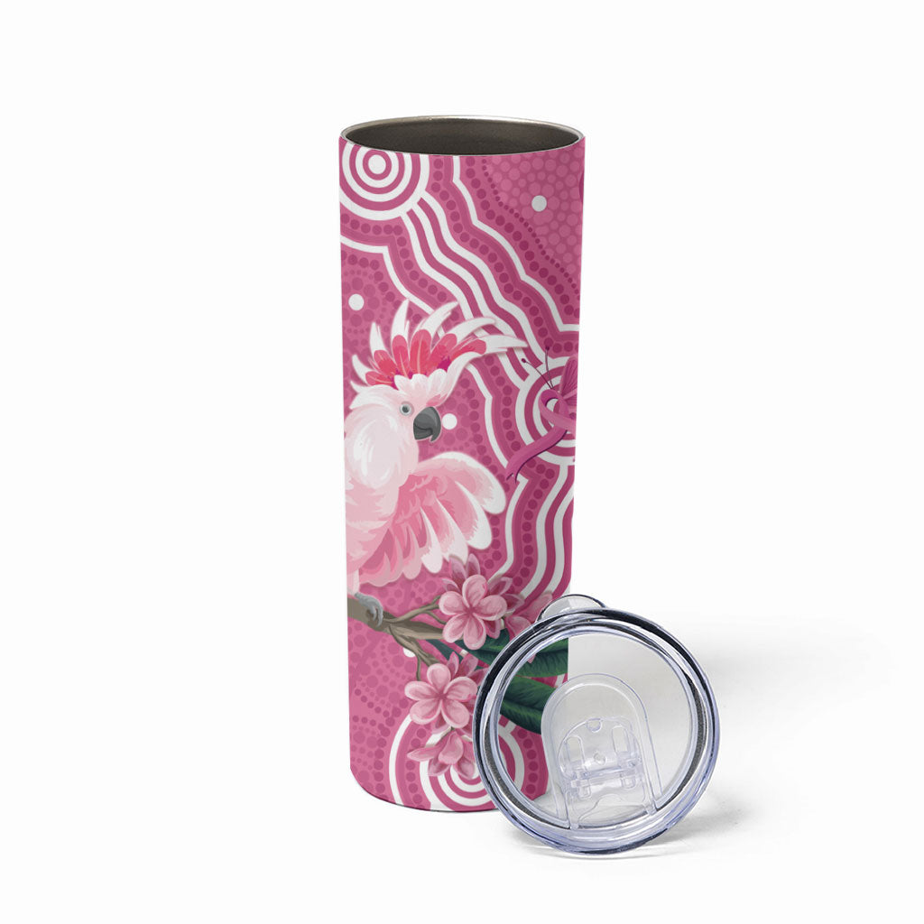 Australia Breast Cancer Support Skinny Tumbler Pink Cockatoo Ribbon Aboriginal Art