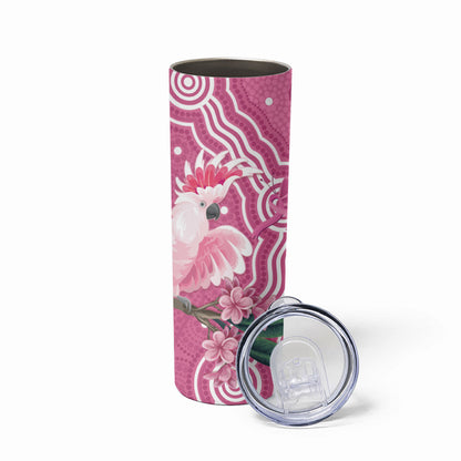 Australia Breast Cancer Support Skinny Tumbler Pink Cockatoo Ribbon Aboriginal Art