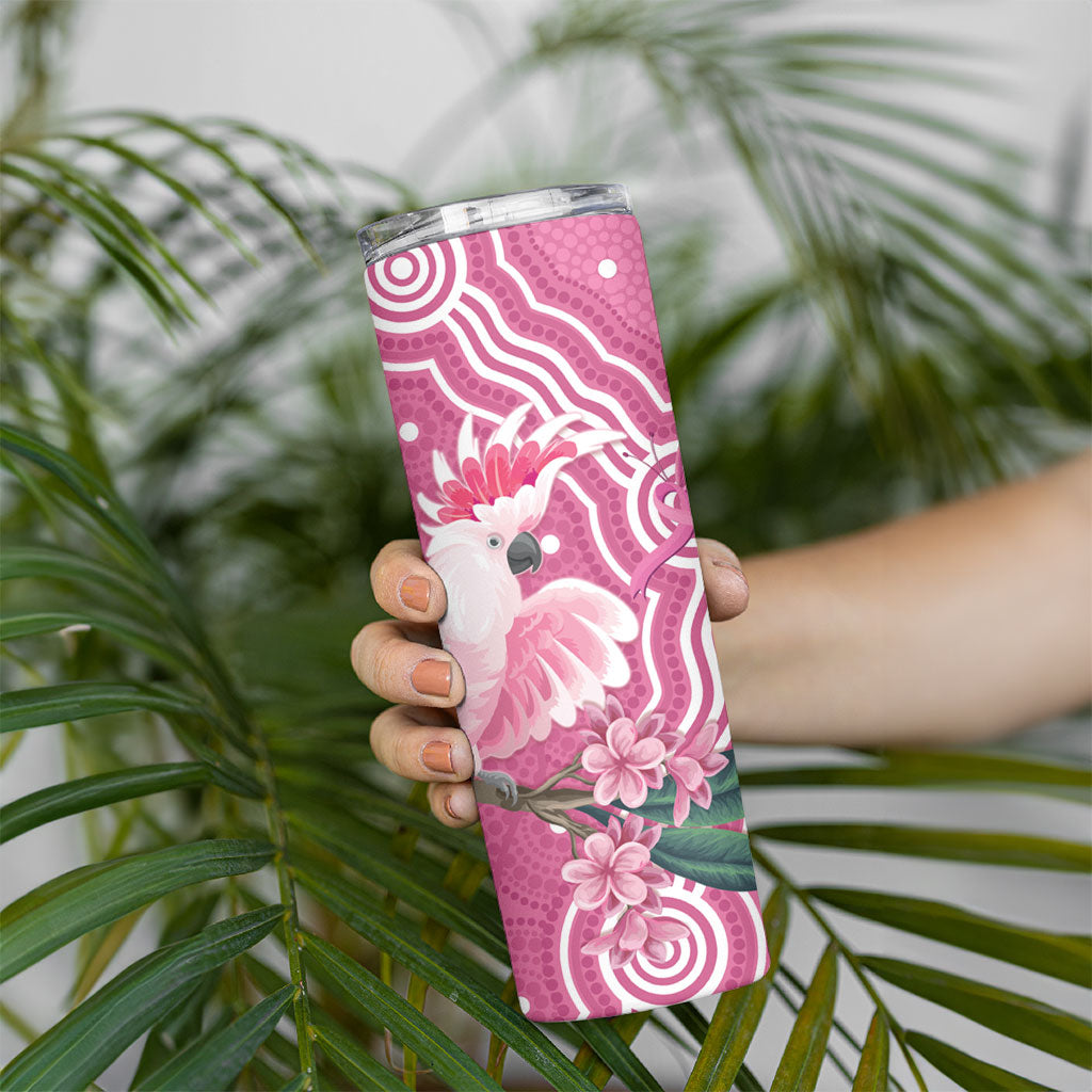 Australia Breast Cancer Support Skinny Tumbler Pink Cockatoo Ribbon Aboriginal Art