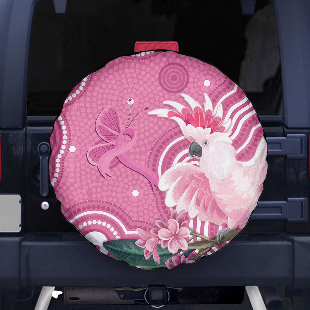 Australia Breast Cancer Support Spare Tire Cover Pink Cockatoo Ribbon Aboriginal Art
