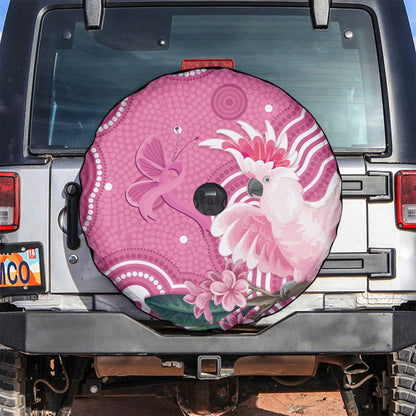 Australia Breast Cancer Support Spare Tire Cover Pink Cockatoo Ribbon Aboriginal Art