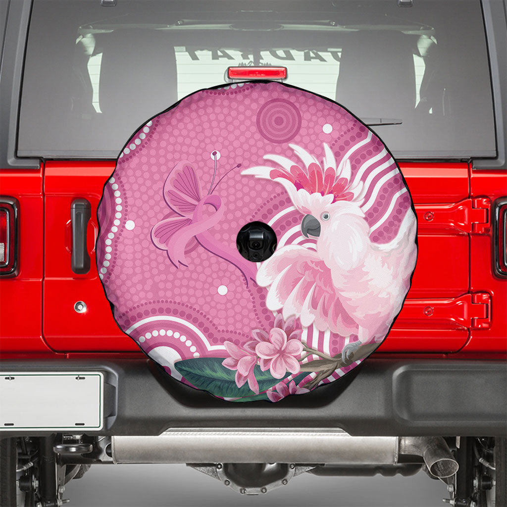 Australia Breast Cancer Support Spare Tire Cover Pink Cockatoo Ribbon Aboriginal Art