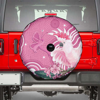 Australia Breast Cancer Support Spare Tire Cover Pink Cockatoo Ribbon Aboriginal Art