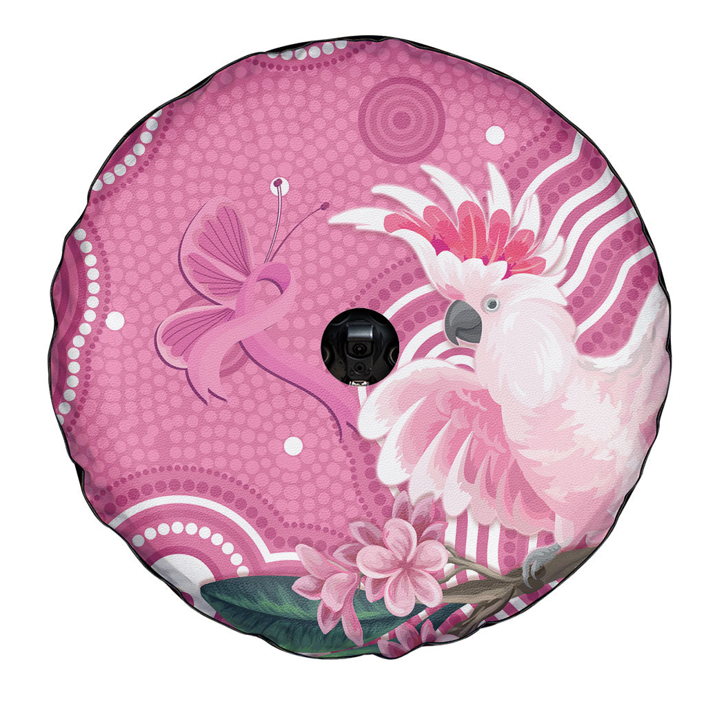 Australia Breast Cancer Support Spare Tire Cover Pink Cockatoo Ribbon Aboriginal Art
