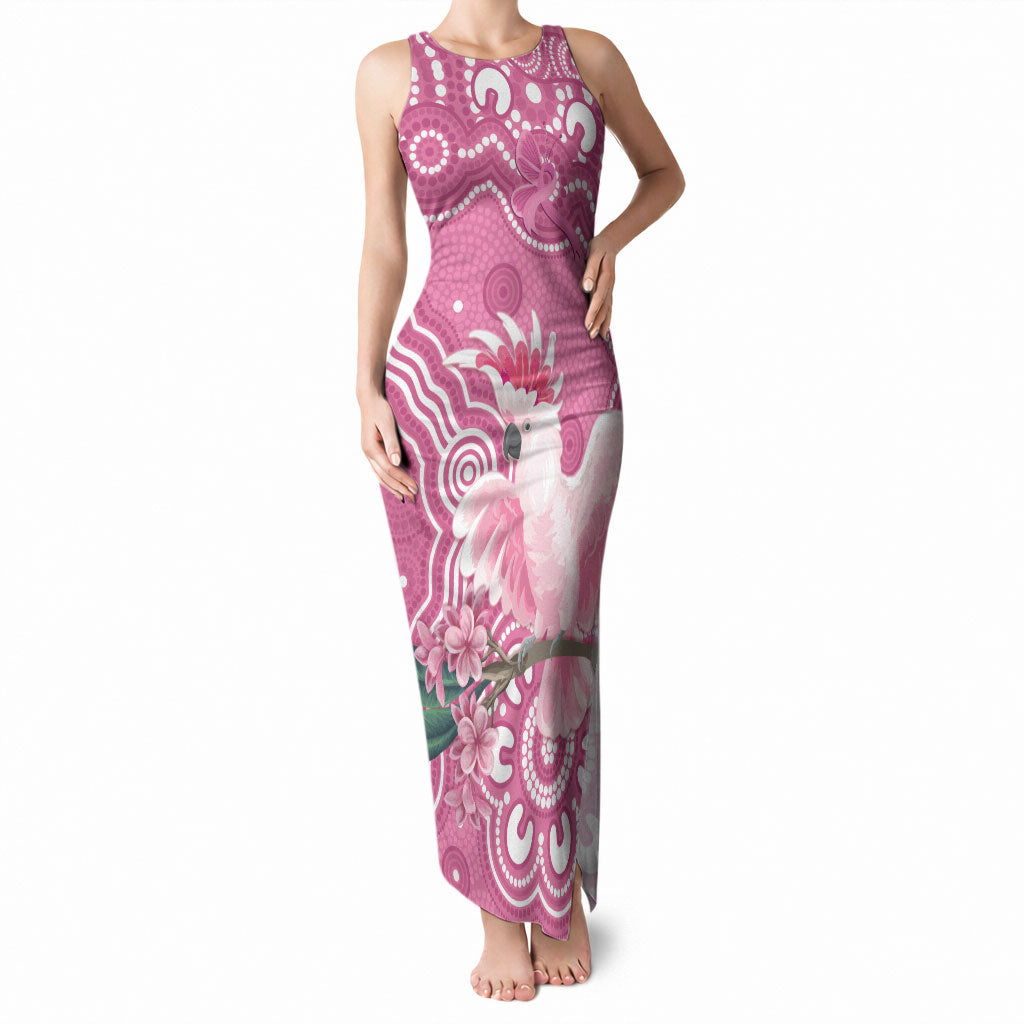 Australia Breast Cancer Support Tank Maxi Dress Pink Cockatoo Ribbon Aboriginal Art