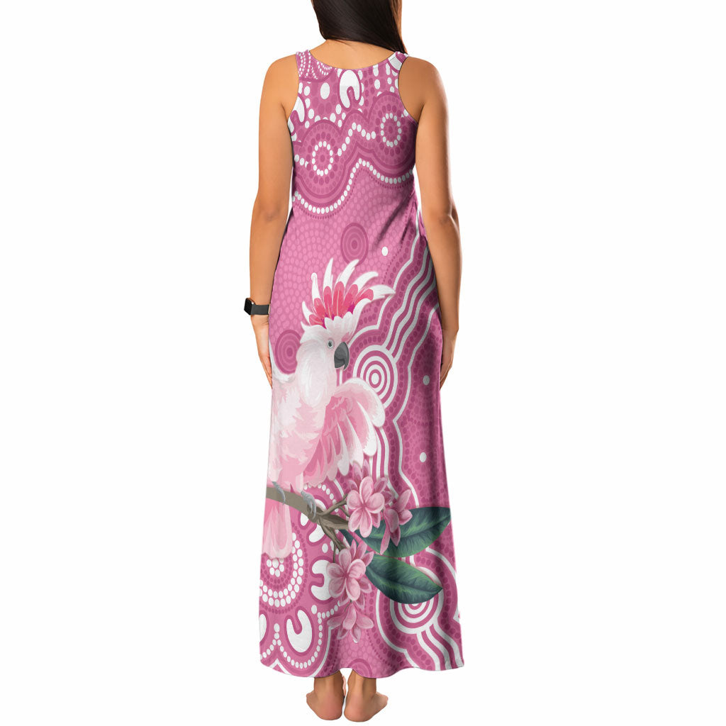 Australia Breast Cancer Support Tank Maxi Dress Pink Cockatoo Ribbon Aboriginal Art