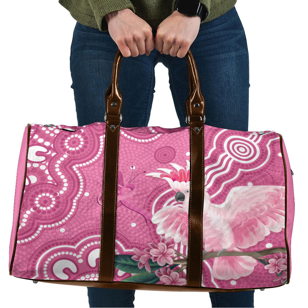 Australia Breast Cancer Support Travel Bag Pink Cockatoo Ribbon Aboriginal Art