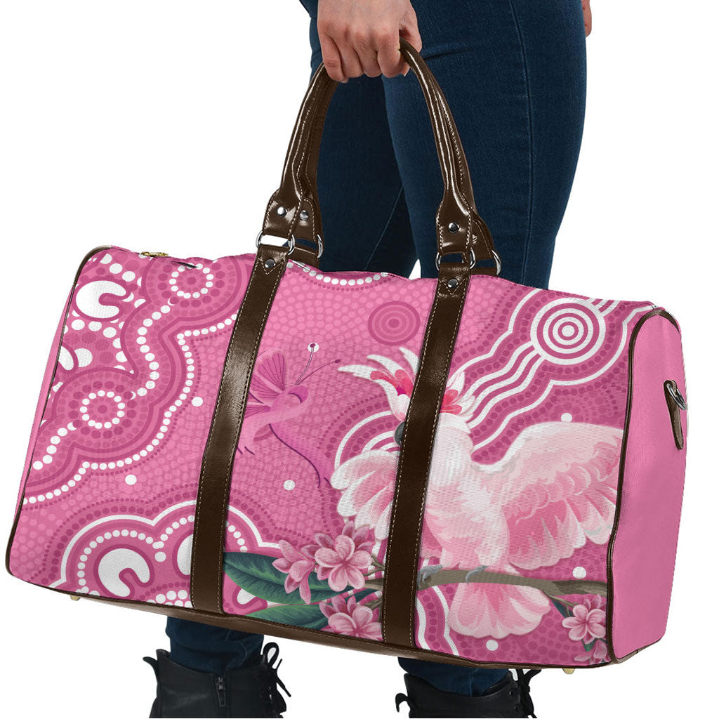 Australia Breast Cancer Support Travel Bag Pink Cockatoo Ribbon Aboriginal Art