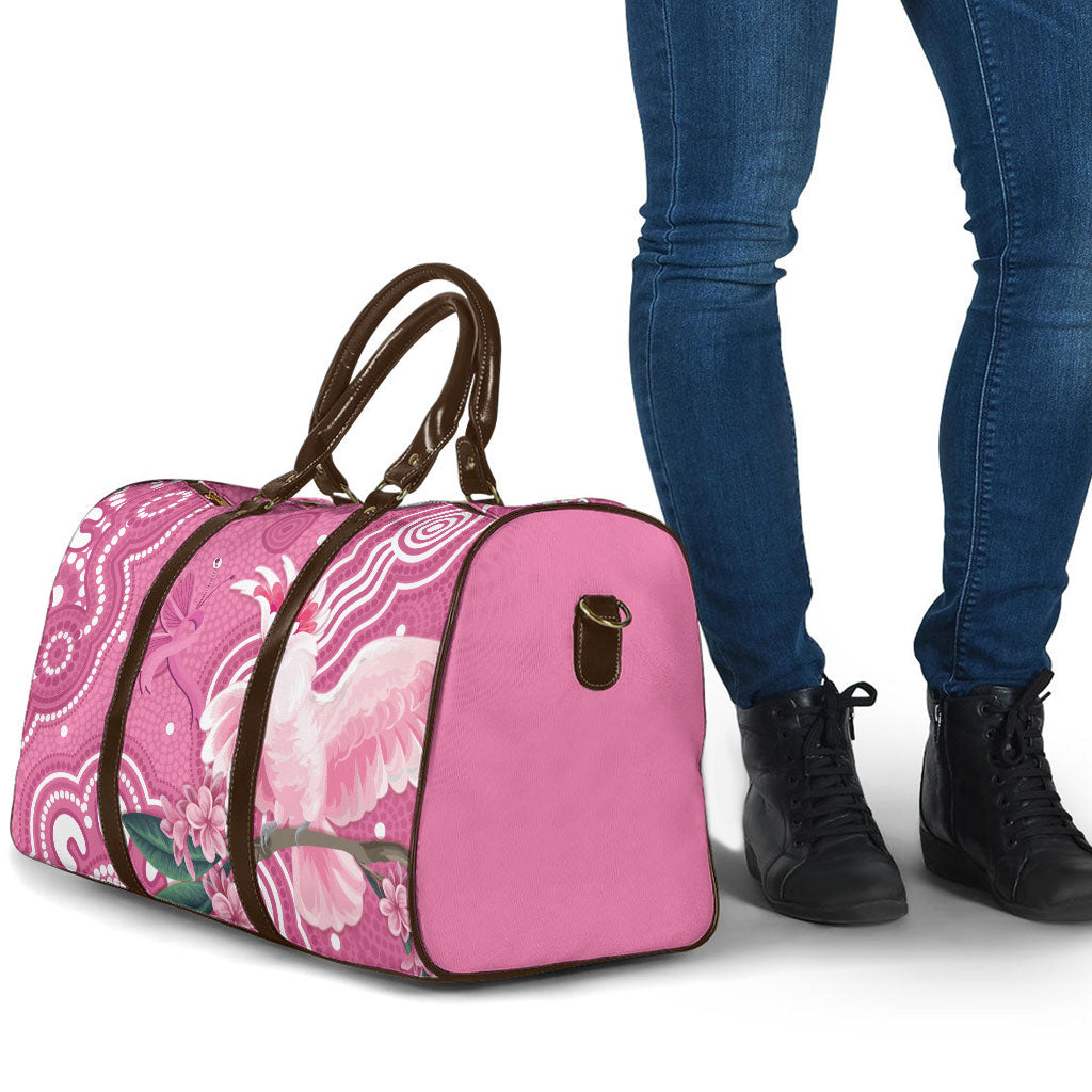 Australia Breast Cancer Support Travel Bag Pink Cockatoo Ribbon Aboriginal Art