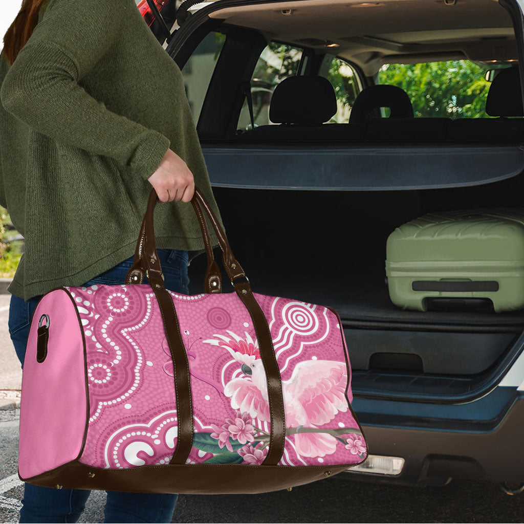 Australia Breast Cancer Support Travel Bag Pink Cockatoo Ribbon Aboriginal Art