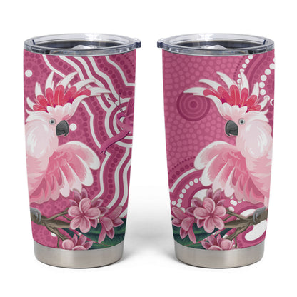 Australia Breast Cancer Support Tumbler Cup Pink Cockatoo Ribbon Aboriginal Art