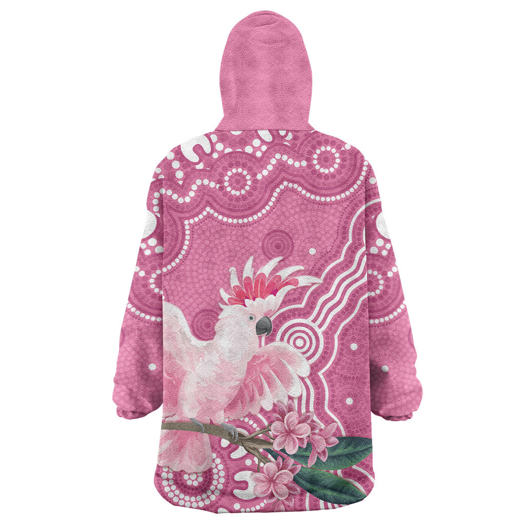 Australia Breast Cancer Support Wearable Blanket Hoodie Pink Cockatoo Ribbon Aboriginal Art