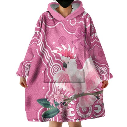 Australia Breast Cancer Support Wearable Blanket Hoodie Pink Cockatoo Ribbon Aboriginal Art
