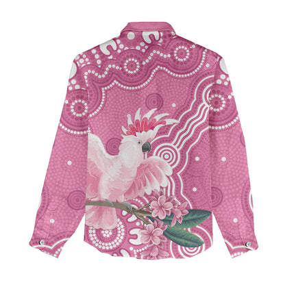 Australia Breast Cancer Support Women Casual Shirt Pink Cockatoo Ribbon Aboriginal Art