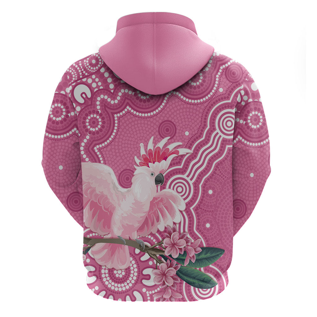 Australia Breast Cancer Support Zip Hoodie Pink Cockatoo Ribbon Aboriginal Art