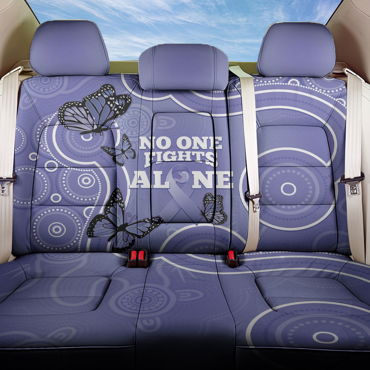 Australia Stomach Cancer Support Back Car Seat Cover No One Fights Alone Aboriginal Art