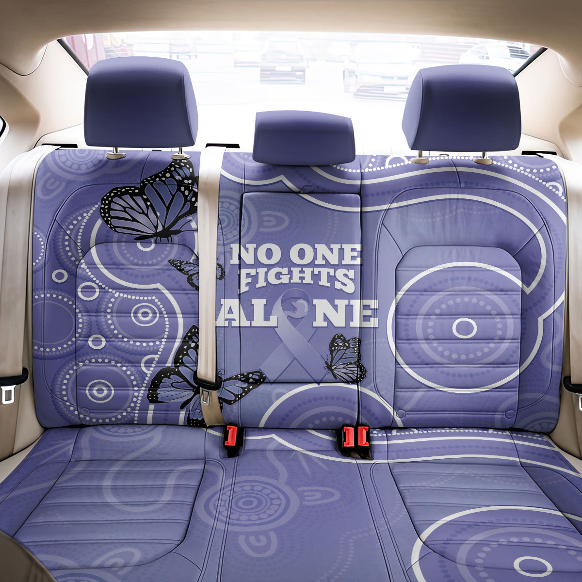 Australia Stomach Cancer Support Back Car Seat Cover No One Fights Alone Aboriginal Art