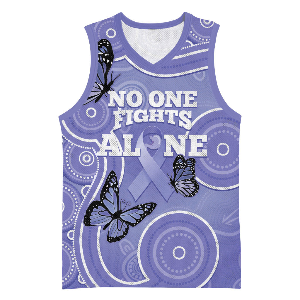 Australia Stomach Cancer Support Basketball Jersey No One Fights Alone Aboriginal Art