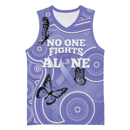 Australia Stomach Cancer Support Basketball Jersey No One Fights Alone Aboriginal Art