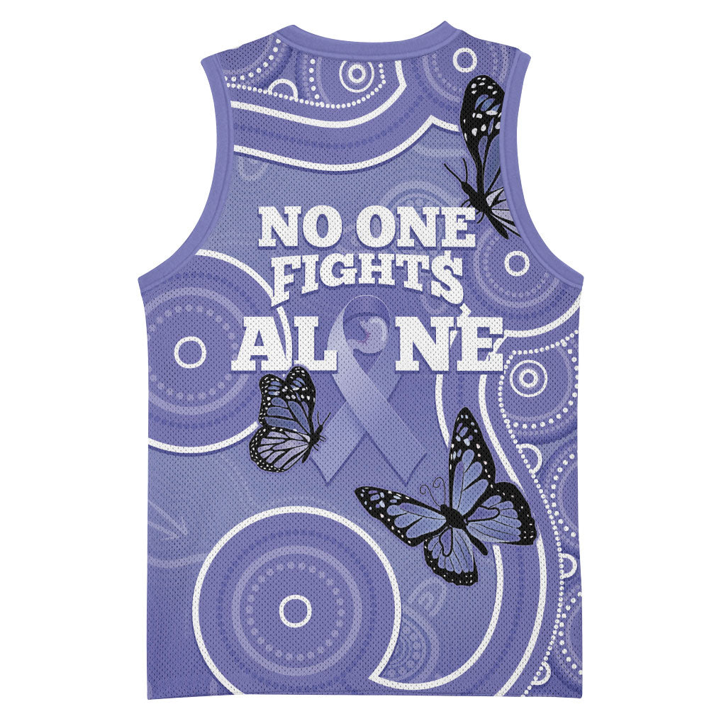Australia Stomach Cancer Support Basketball Jersey No One Fights Alone Aboriginal Art