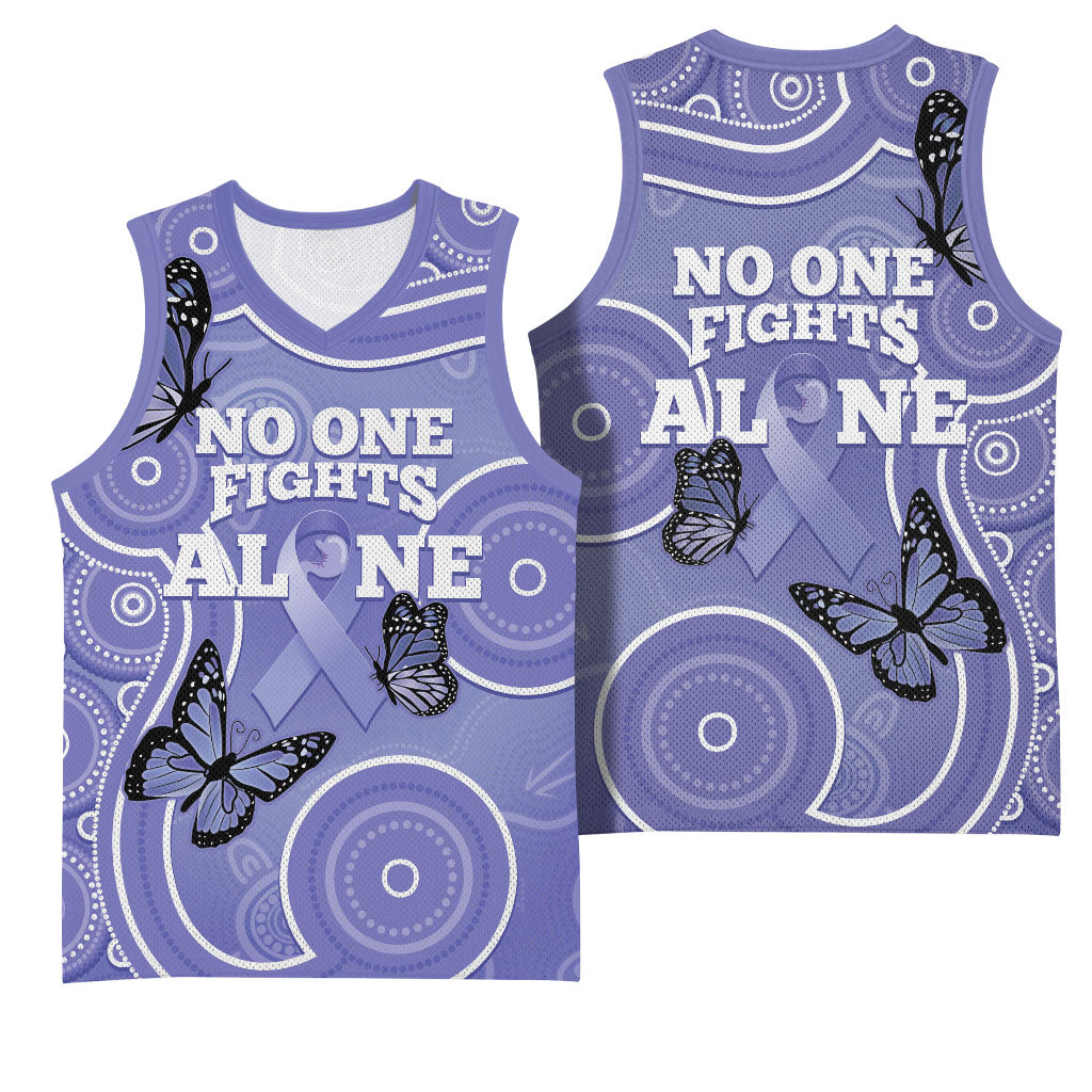 Australia Stomach Cancer Support Basketball Jersey No One Fights Alone Aboriginal Art
