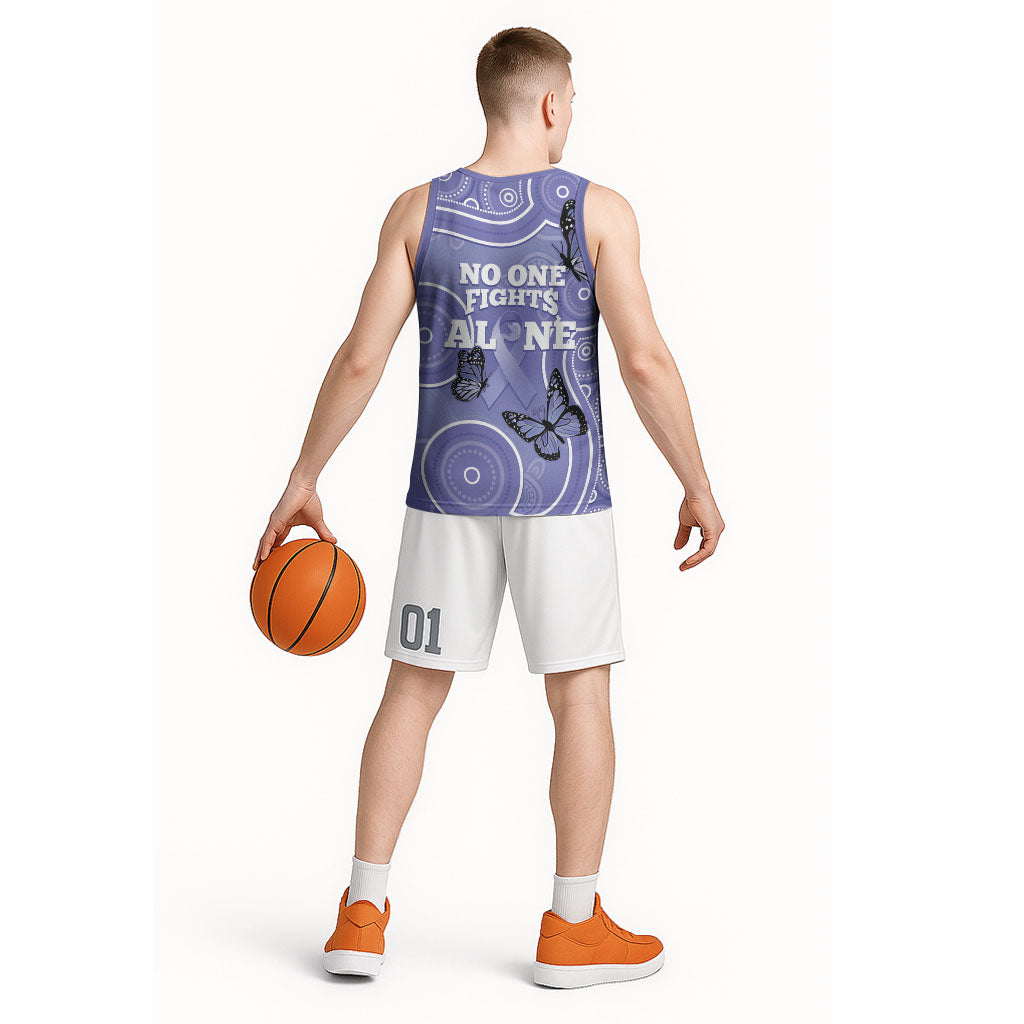 Australia Stomach Cancer Support Basketball Jersey No One Fights Alone Aboriginal Art