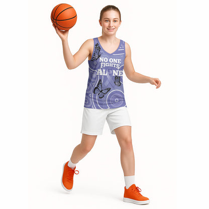 Australia Stomach Cancer Support Basketball Jersey No One Fights Alone Aboriginal Art