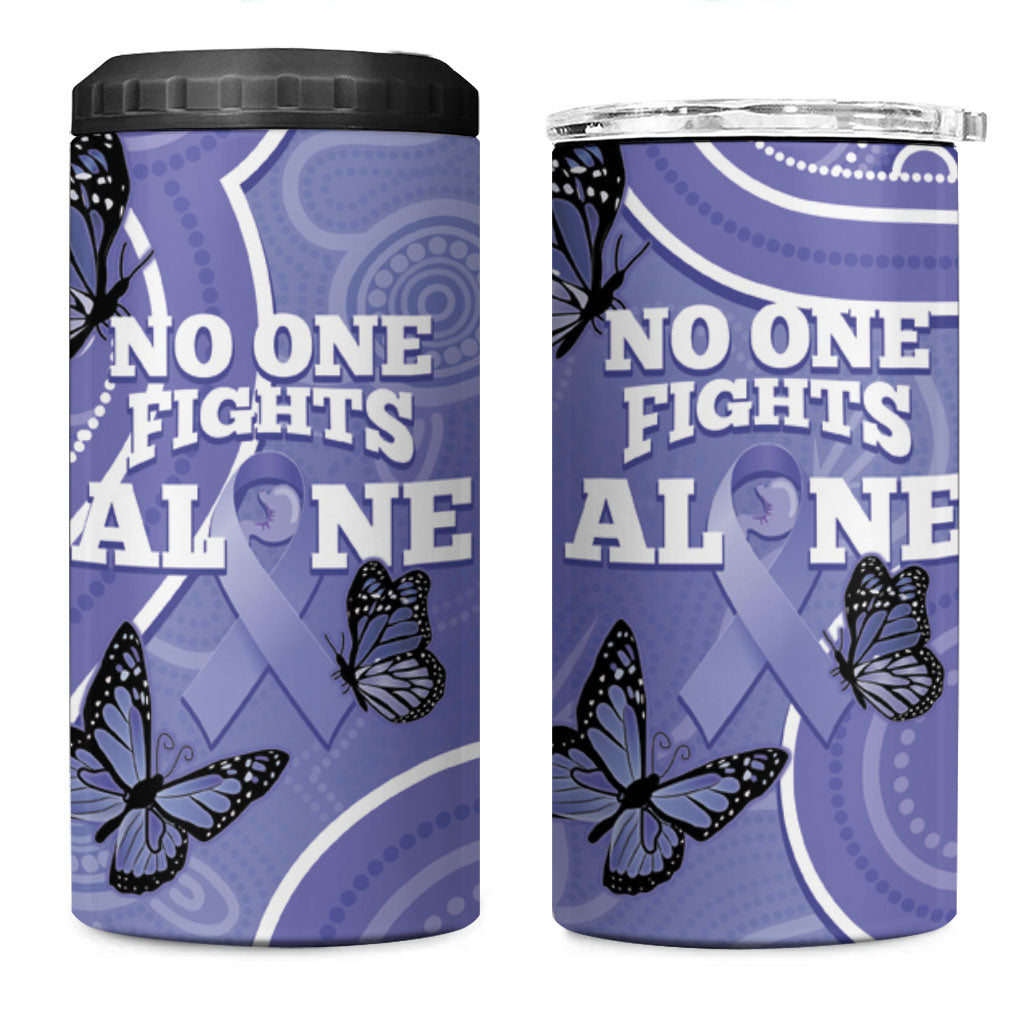 Australia Stomach Cancer Support 4 in 1 Can Cooler Tumbler No One Fights Alone Aboriginal Art