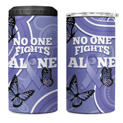 Australia Stomach Cancer Support 4 in 1 Can Cooler Tumbler No One Fights Alone Aboriginal Art