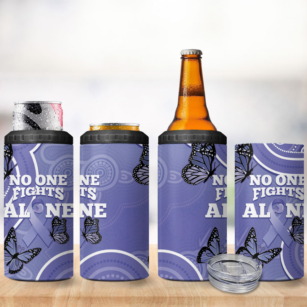Australia Stomach Cancer Support 4 in 1 Can Cooler Tumbler No One Fights Alone Aboriginal Art