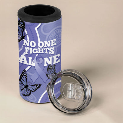 Australia Stomach Cancer Support 4 in 1 Can Cooler Tumbler No One Fights Alone Aboriginal Art