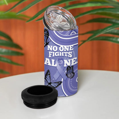 Australia Stomach Cancer Support 4 in 1 Can Cooler Tumbler No One Fights Alone Aboriginal Art