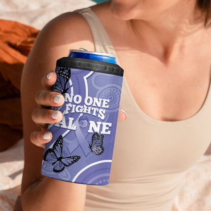Australia Stomach Cancer Support 4 in 1 Can Cooler Tumbler No One Fights Alone Aboriginal Art