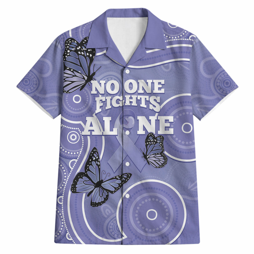 Australia Stomach Cancer Support Hawaiian Shirt No One Fights Alone Aboriginal Art