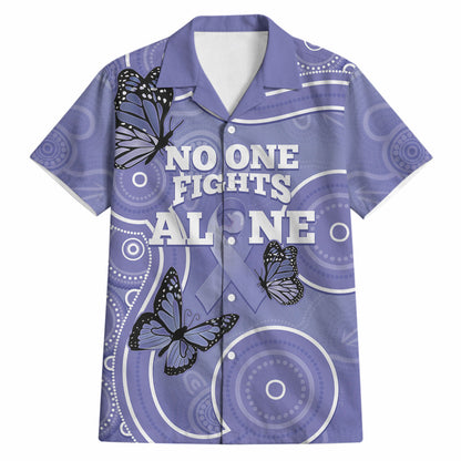 Australia Stomach Cancer Support Hawaiian Shirt No One Fights Alone Aboriginal Art
