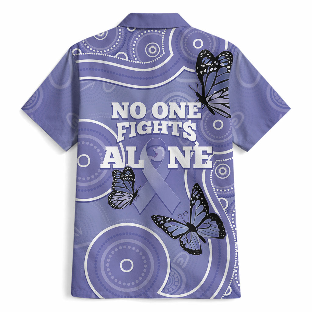 Australia Stomach Cancer Support Hawaiian Shirt No One Fights Alone Aboriginal Art