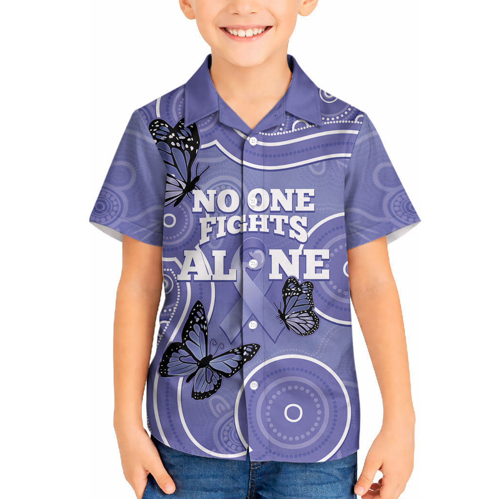 Australia Stomach Cancer Support Hawaiian Shirt No One Fights Alone Aboriginal Art