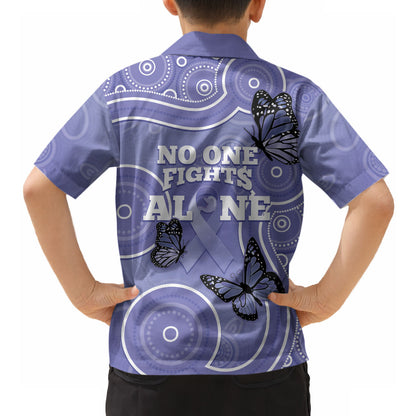 Australia Stomach Cancer Support Hawaiian Shirt No One Fights Alone Aboriginal Art