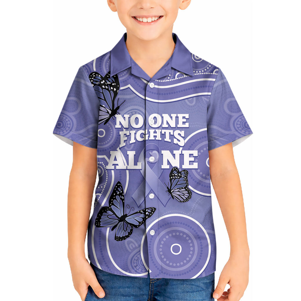 Australia Stomach Cancer Support Kid Hawaiian Shirt No One Fights Alone Aboriginal Art
