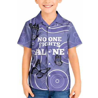 Australia Stomach Cancer Support Kid Hawaiian Shirt No One Fights Alone Aboriginal Art