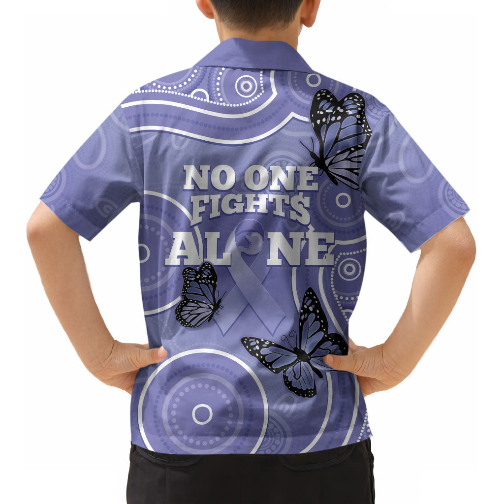 Australia Stomach Cancer Support Kid Hawaiian Shirt No One Fights Alone Aboriginal Art