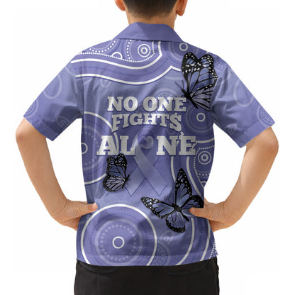 Australia Stomach Cancer Support Kid Hawaiian Shirt No One Fights Alone Aboriginal Art