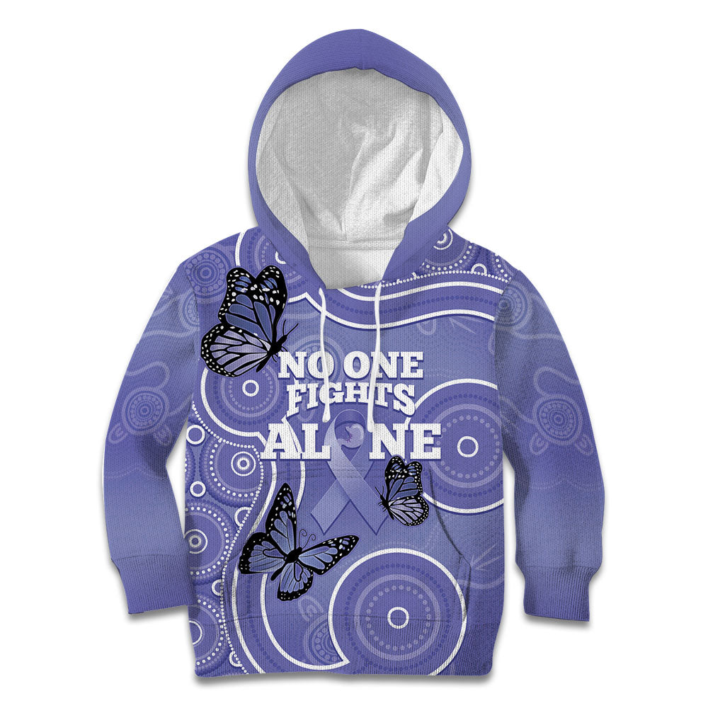 Australia Stomach Cancer Support Kid Hoodie No One Fights Alone Aboriginal Art
